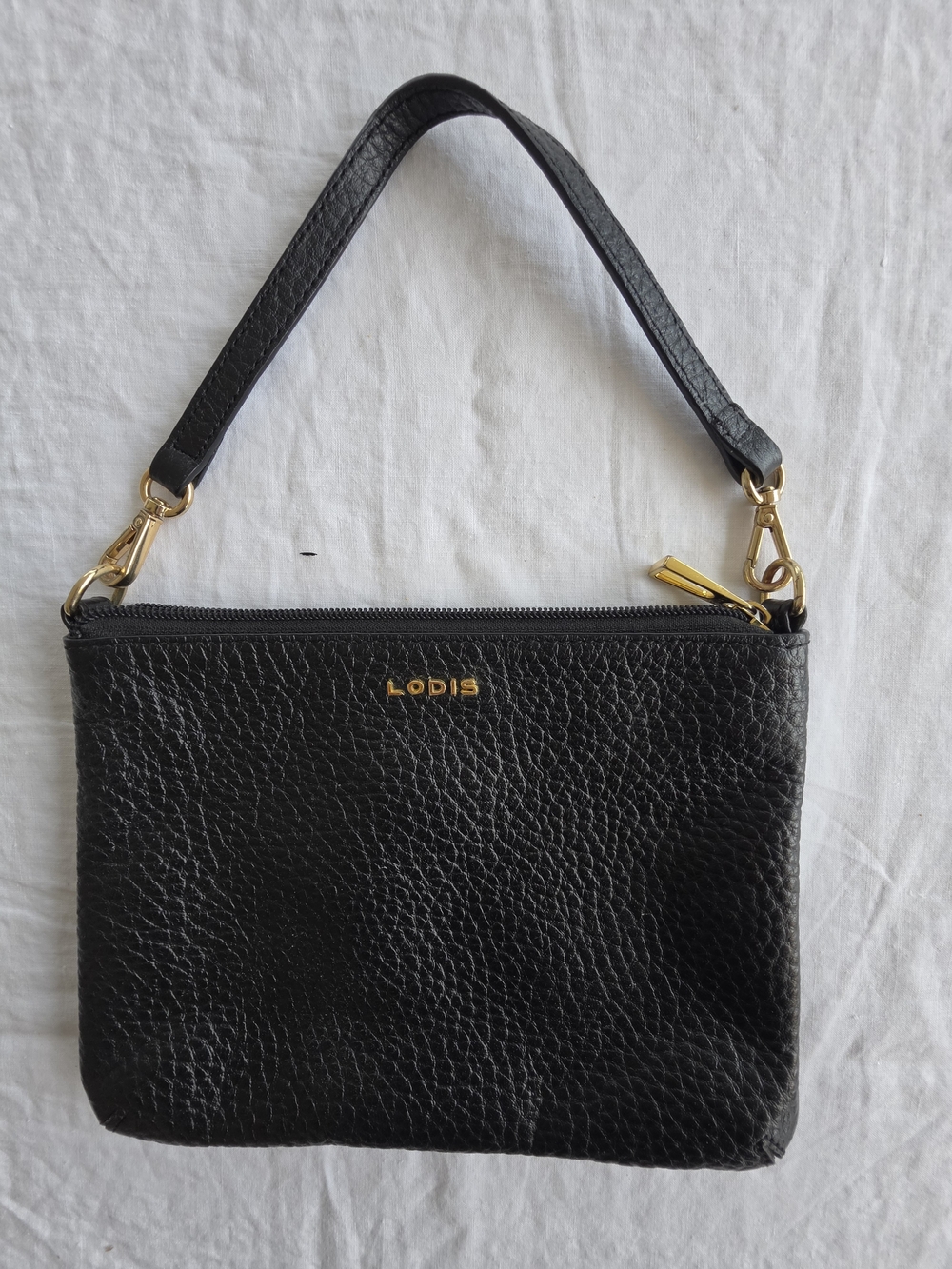 Lodis Black Leather Wristlet Purse